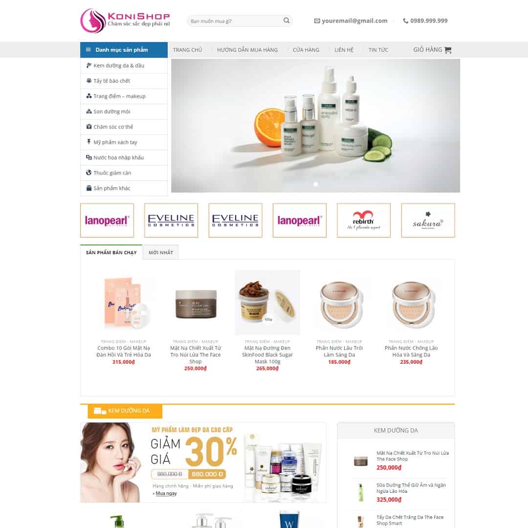 Mẫu Website Shop Mỹ Phẩm 08 - Shop Online - Cài Đặt Sẵn