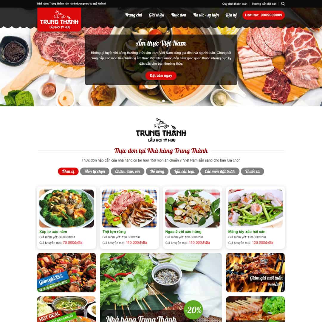 Mẫu Website Nhà Hàng Ăn Uống - Ẩm Thực - Cài Đặt Sẵn
