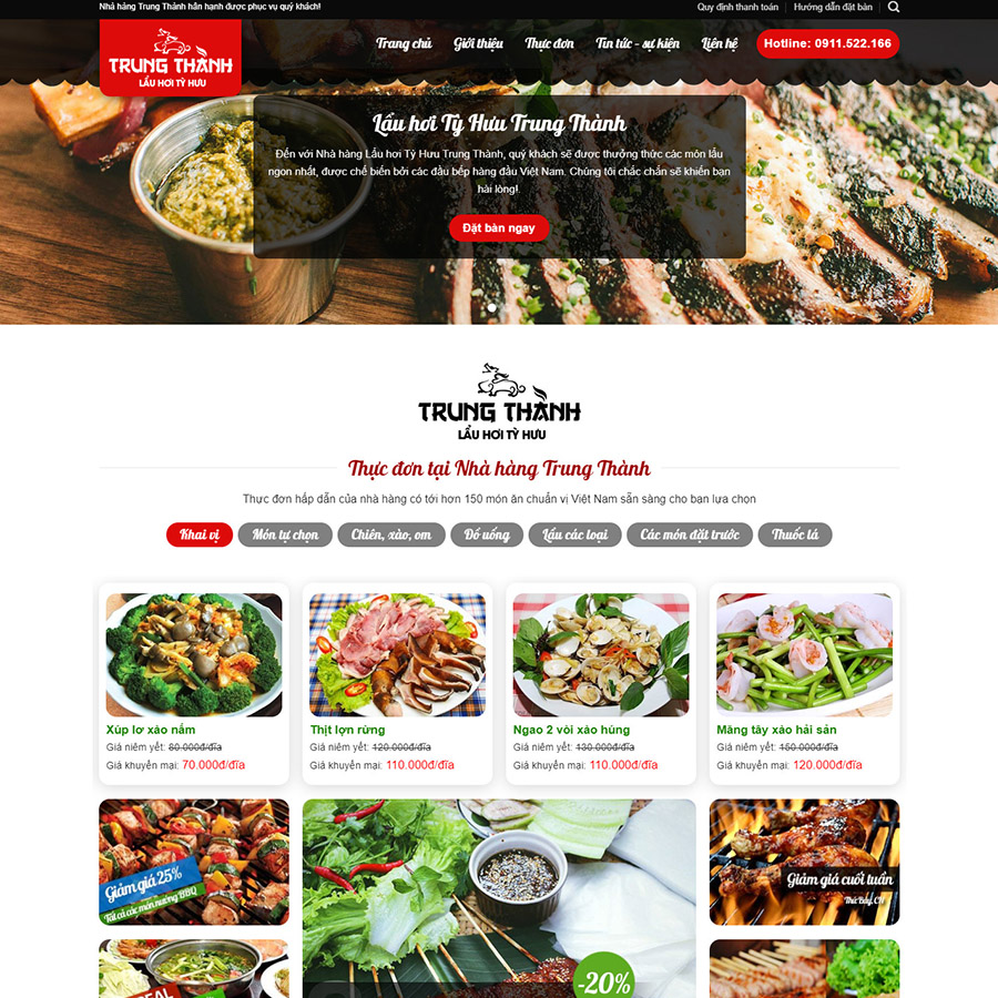 Mẫu Website Nhà Hàng - Ẩm Thực - Cài Đặt Sẵn