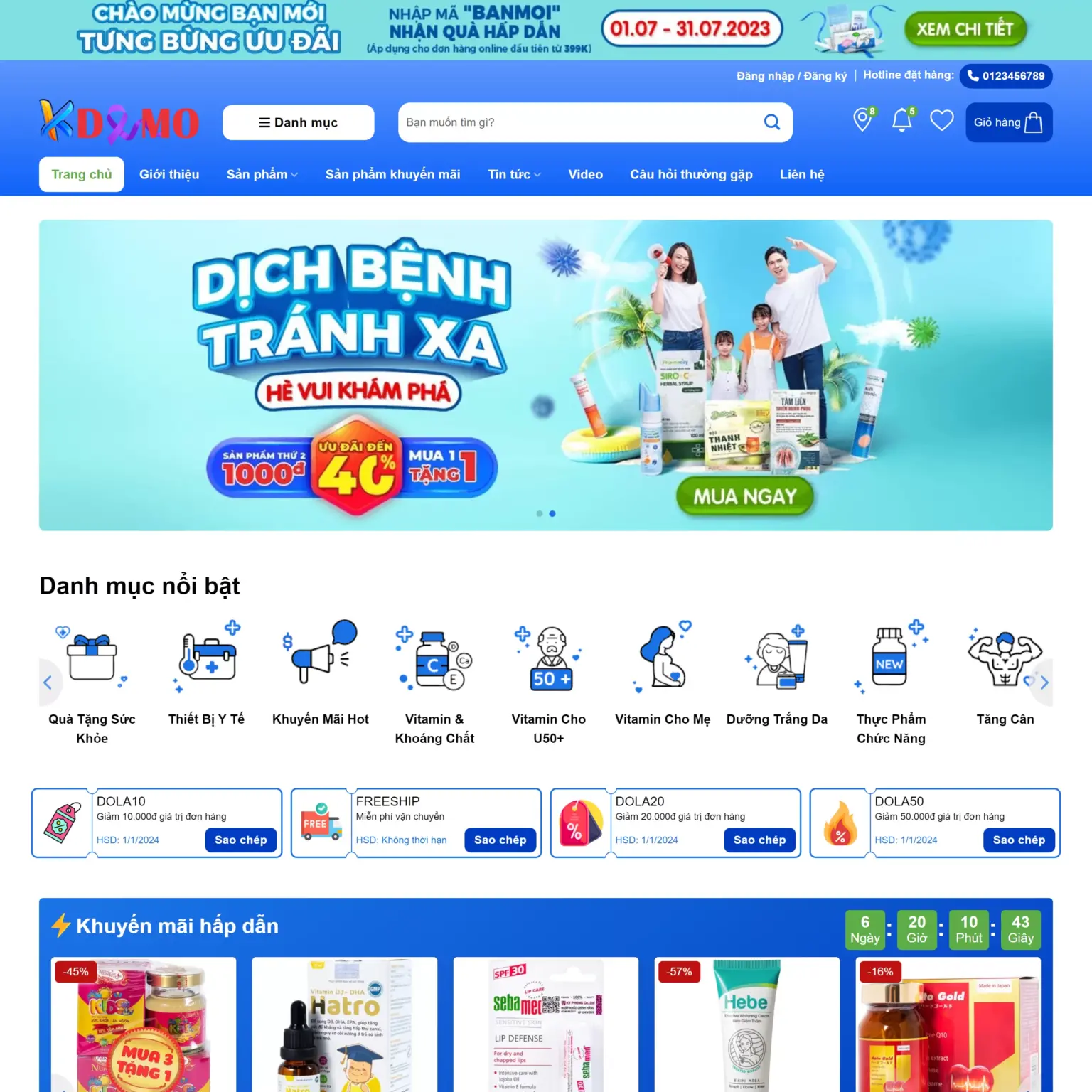 Mẫu Website Nhà Thuốc - Cửa Hàng Dược Phẩm - Shop Online - Cài Đặt Sẵn