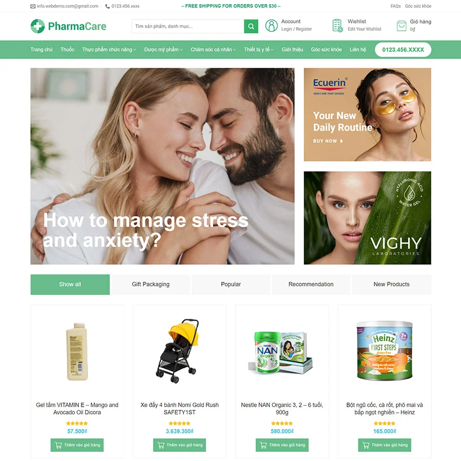 Mẫu Website Nhà Thuốc 03 - Dược Phẩm - Shop Online - Cài Đặt Sẵn