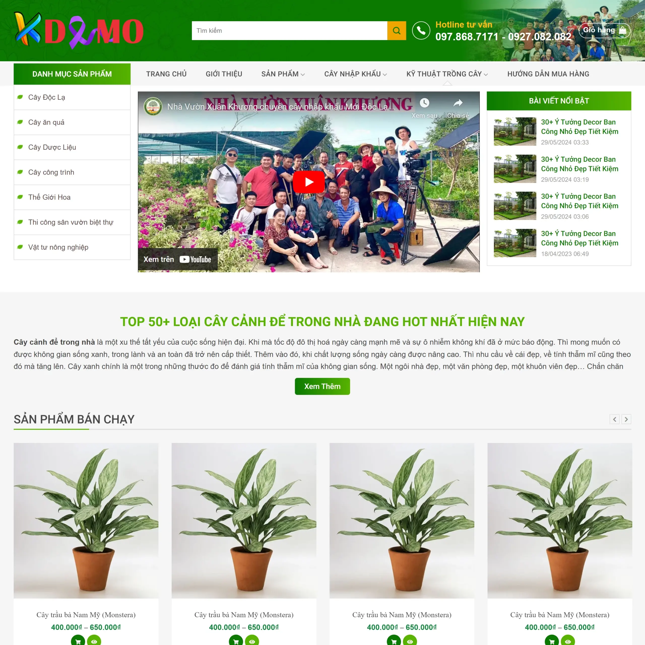 Mẫu Website Bán Cây Cảnh - Nhà Vườn - Shop Online - Cài Đặt Sẵn