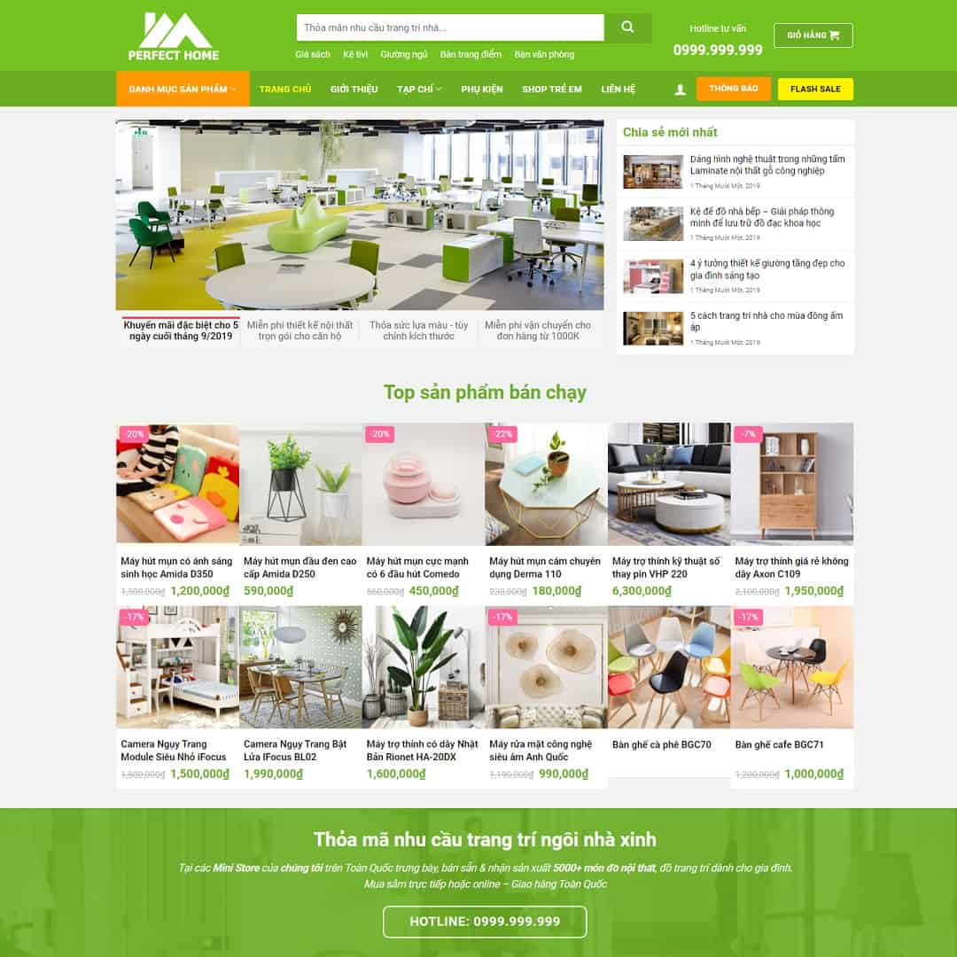 Mẫu Website Nội Thất 13 - Shop Online - Cài Đặt Sẵn
