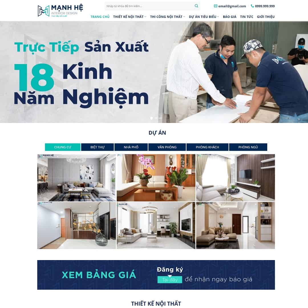 Mẫu Website Công Ty Nội Thất 14 - Thiết Kế Thi Công - Cài Đặt Sẵn