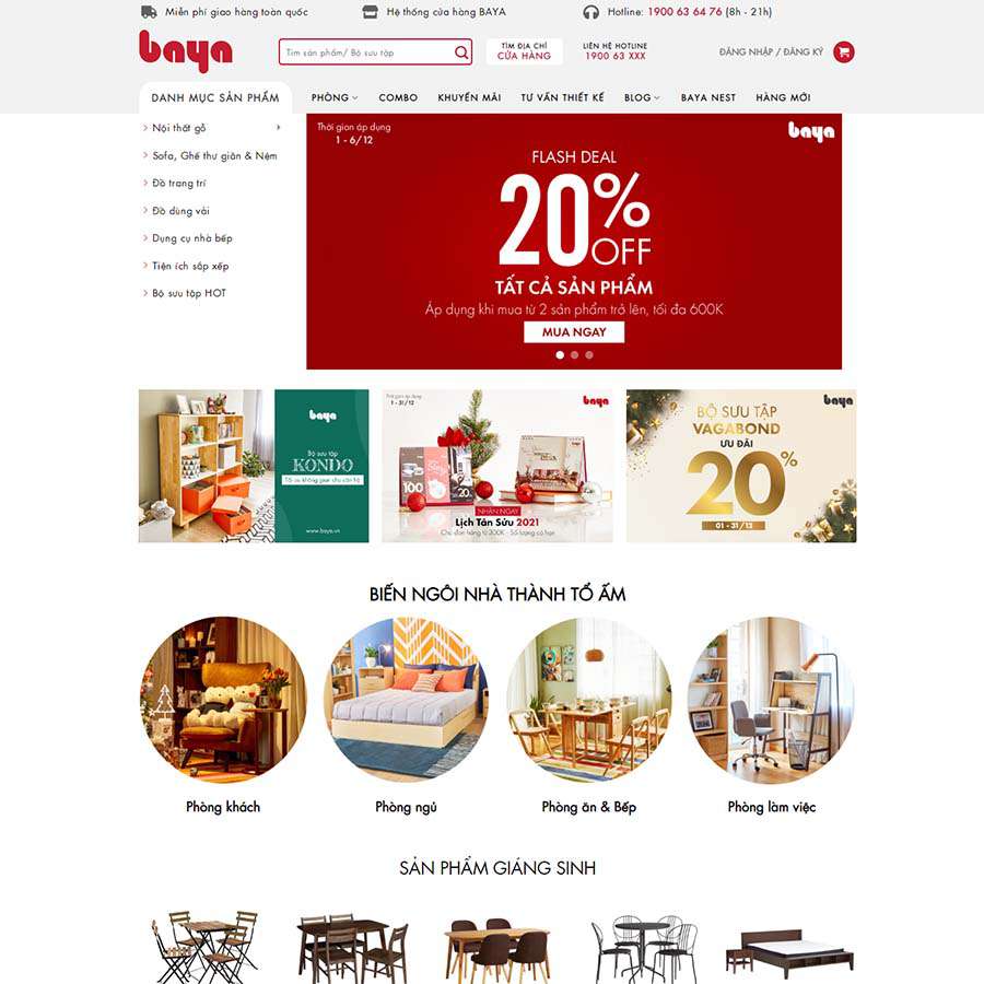 Mẫu Website Nội Thất 24 - Shop Online - Cài Đặt Sẵn