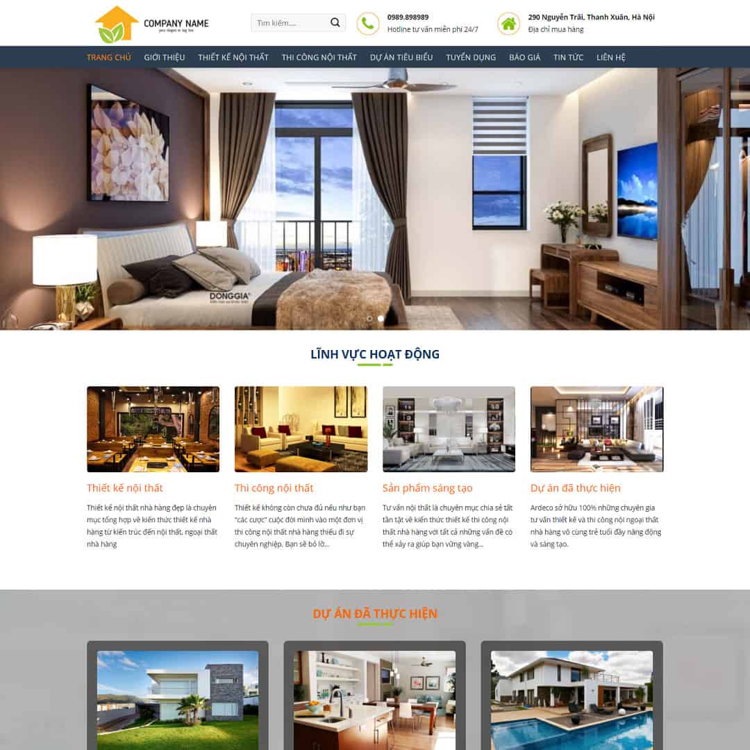 Mẫu Website Công Ty Thiết Kế Thi Công Nội Thất 03 - Cài Đặt Sẵn