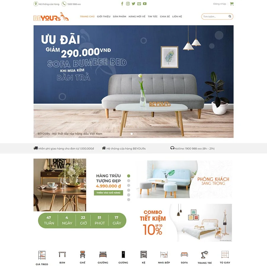 Mẫu Website Nội Thất 31 - Nội Thất Trang Trí - Shop Online - Cài Đặt Sẵn