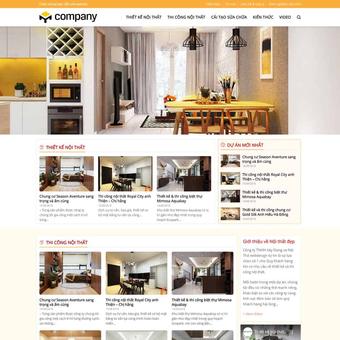Mẫu Website Công Ty Thiết Kế Thi Công Nội Thất 05 - Cài Đặt Sẵn