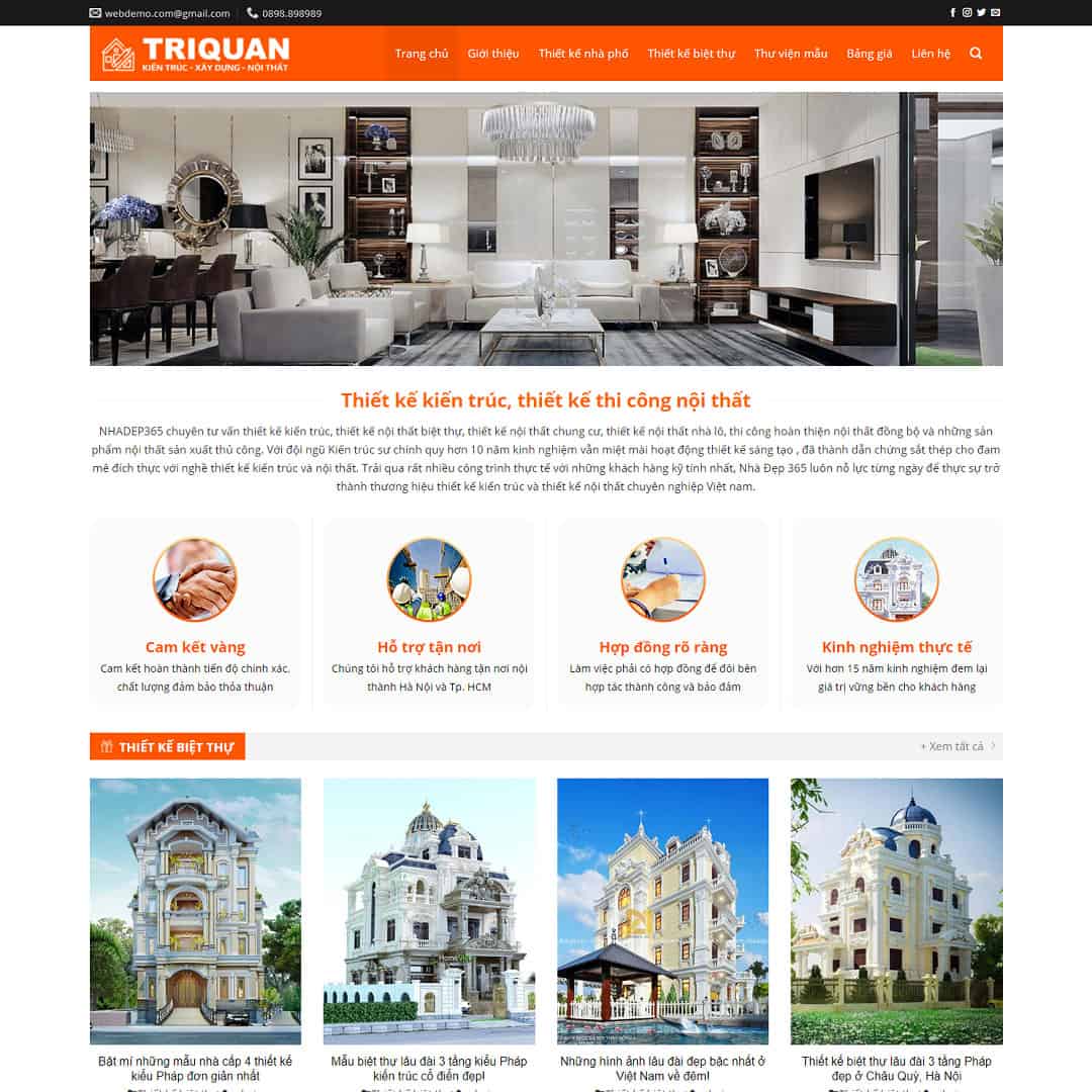 Mẫu Website Công Ty Thiết Kế Kiến Trúc Nội Thất - Cài Đặt Sẵn