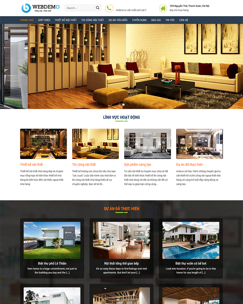 Mẫu Website Thiết Kế Thi Công Nội Thất 2 - Cài Đặt Sẵn