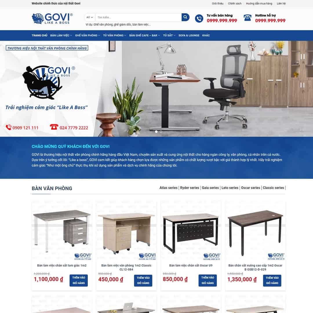Mẫu Website Nội Thất Văn Phòng - Shop Online - Cài Đặt Sẵn