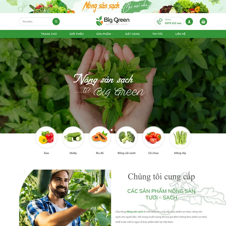 Mẫu Website Nông Sản 05 - Thực Phẩm Sạch - Đặc Sản - Shop Online - Cài Đặt Sẵn