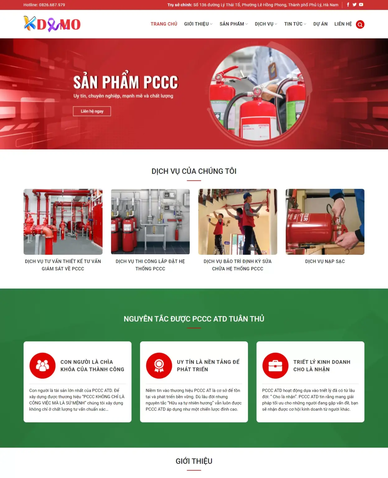 Mẫu Website Dịch Vụ Và Thiết Bị Chữa Cháy - Cài Đặt Sẵn