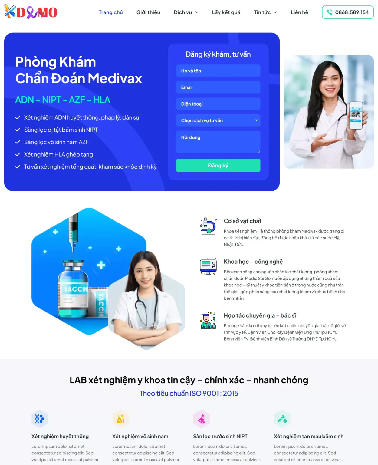 Mẫu Website Phòng Khám Y Tế Dược Phẩm 07 - Giới Thiệu Dịch Vụ - Cài Đặt Sẵn