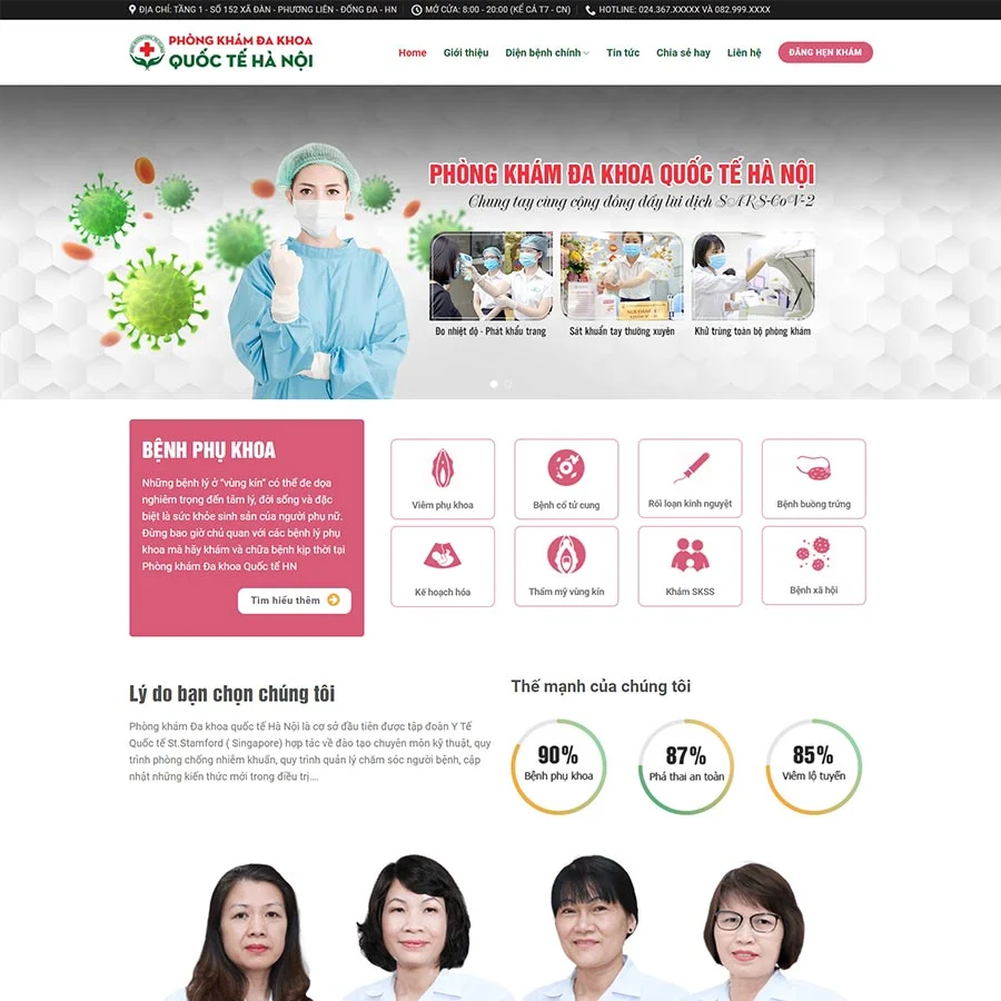 Mẫu Website Phòng Khám Đa Khoa 02 - Giới Thiệu Dịch Vụ Y Tế - Cài Đặt Sẵn