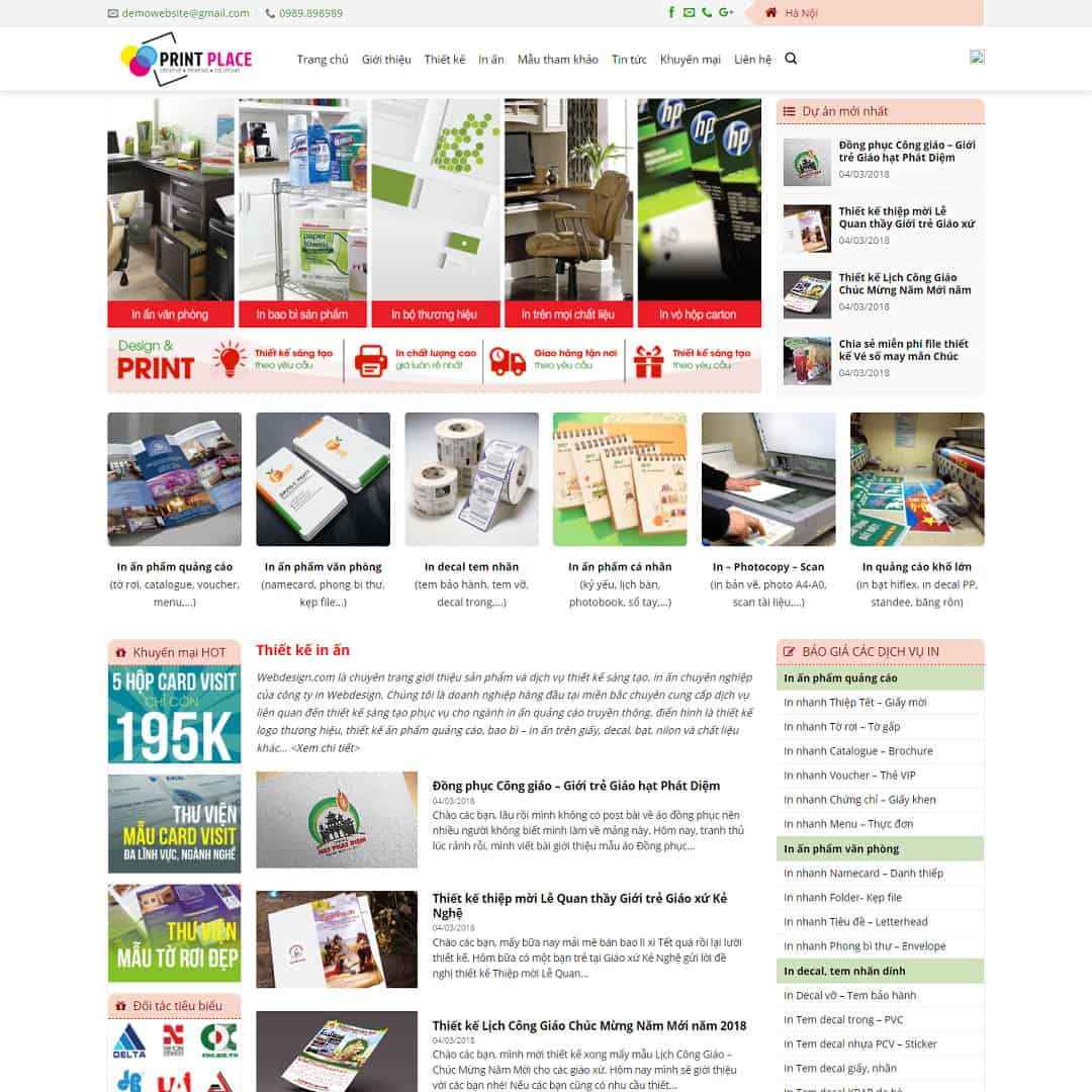 Mẫu Website Dịch Vụ Thiết Kế In Ấn 03 - In Ấn Bao Bì - Cài Đặt Sẵn