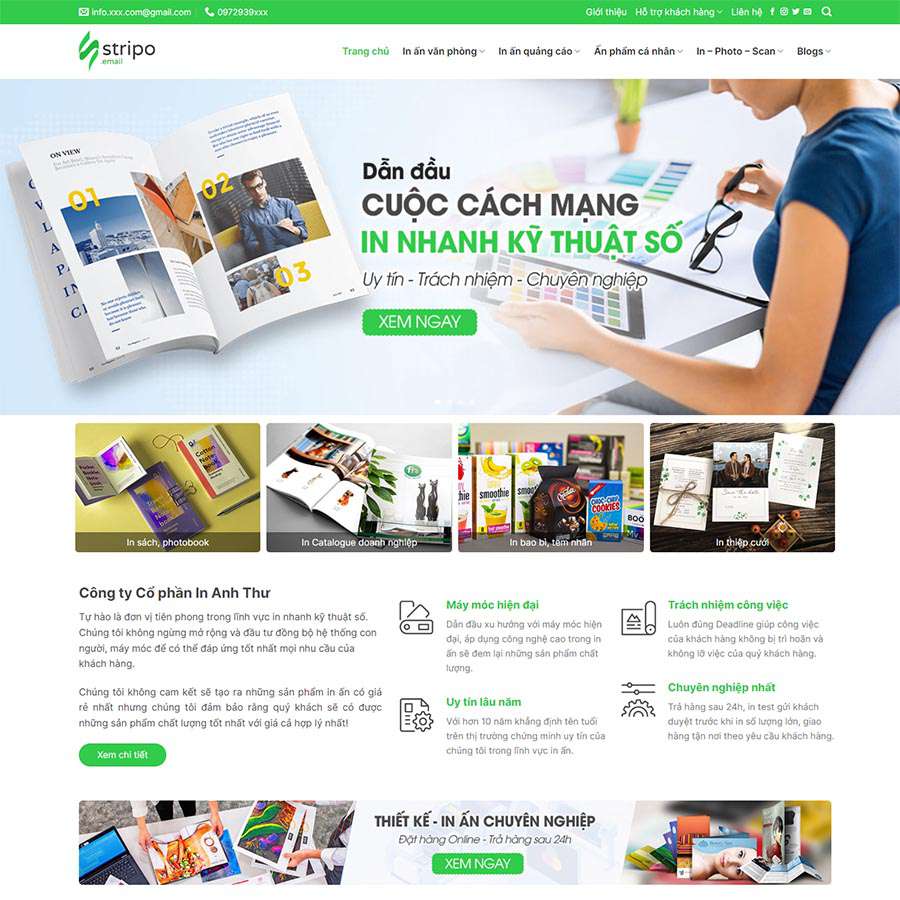 Mẫu Website Dịch Vụ In Ấn Thiết Kế 04 - Cài Đặt Sẵn