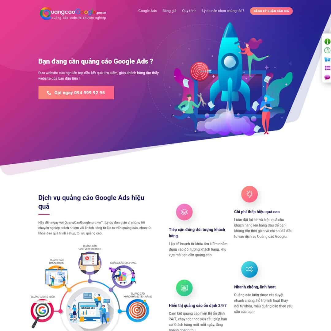 Mẫu Website Landing Page Dịch Vụ Quảng Cáo Online - Digital Marketing - Cài Đặt Sẵn