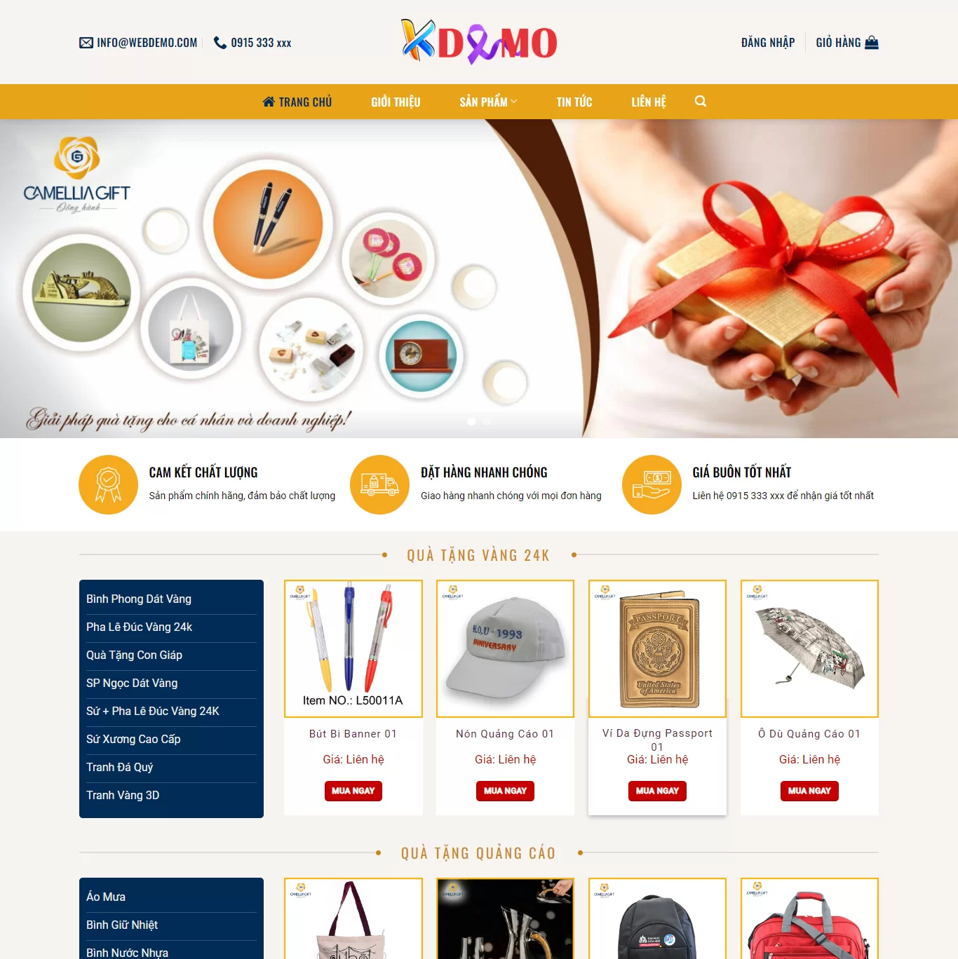 Mẫu Website Quà Tặng Cá Nhân Và Doanh Nghiệp - Shop Online - Cài Đặt Sẵn