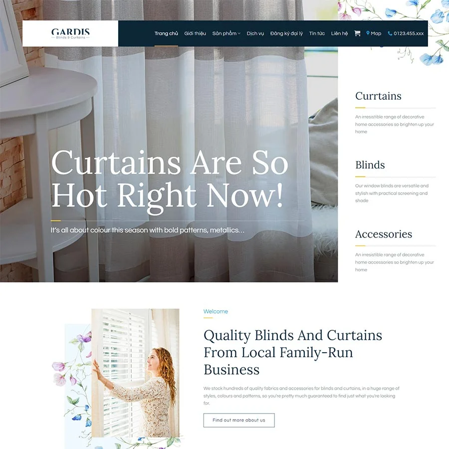 Mẫu Website Bán Rèm Cửa 02 - Rèm Vải - Rèm Cuốn - Shop Online - Cài Đặt Sẵn