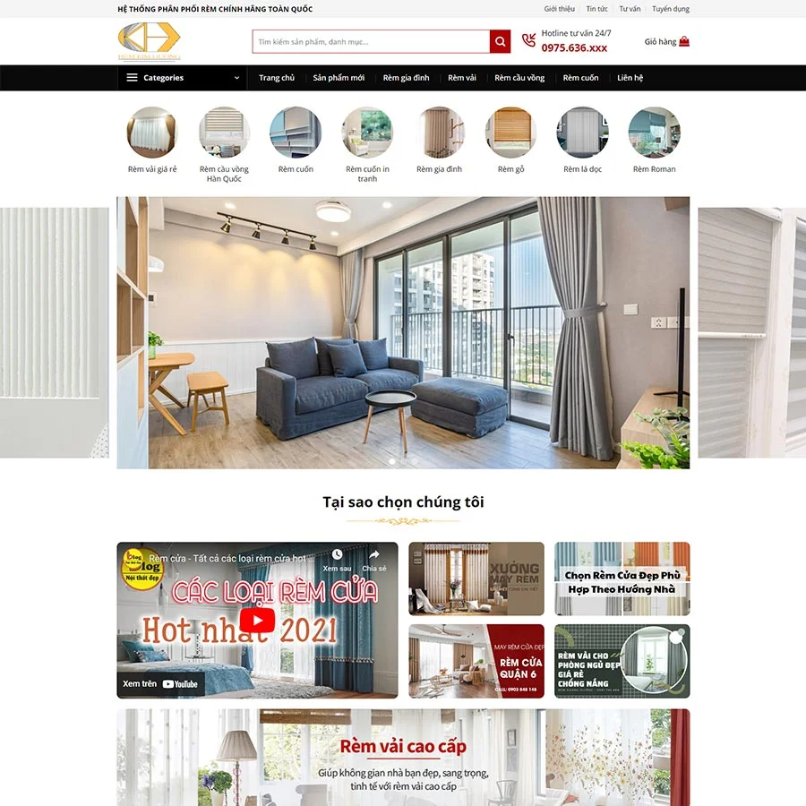 Mẫu Website Bán Rèm Cửa 03 - Nội Thất Trang Trí - Shop Online - Cài Đặt Sẵn