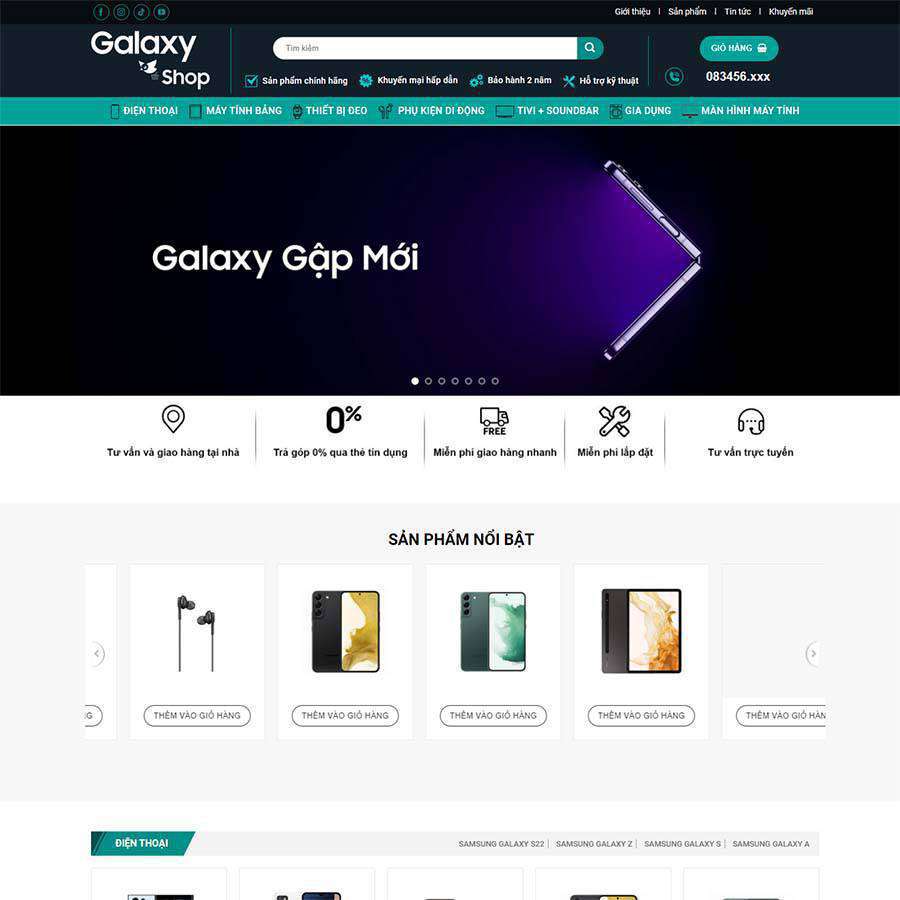 Mẫu Website Cửa Hàng Điện Thoại Di Động - Shop Online - Cài Đặt Sẵn