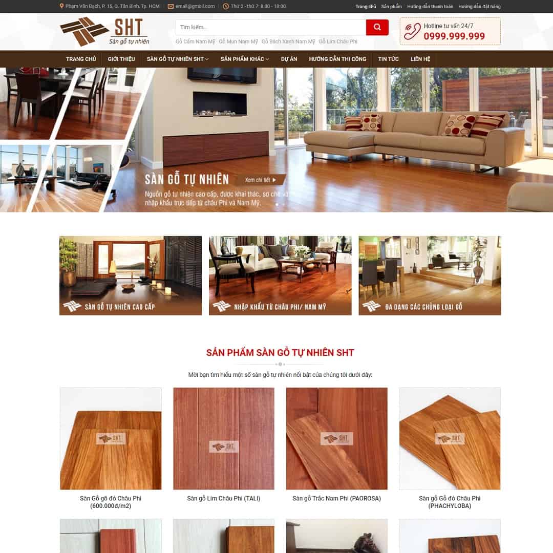 Mẫu Website Nội Thất Sàn Gỗ - Shop Online - Cài Đặt Sẵn