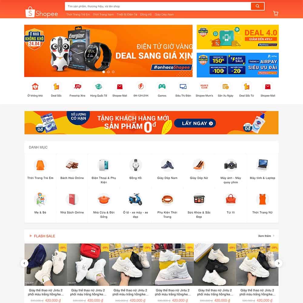 Mẫu Website Thương Mại Điện Tử - Shop Online Đa Ngành - Cài Đặt Sẵn