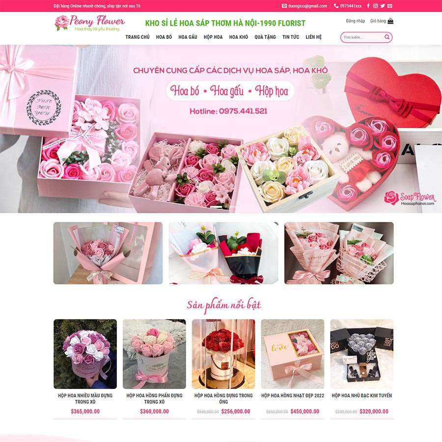 Mẫu Website Cửa Hàng Bán Hoa 03 - Shop Online - Cài Đặt Sẵn
