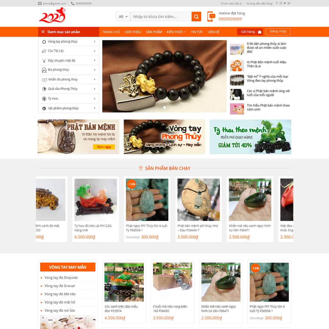 Mẫu Website Shop Vật Phẩm Phong Thủy - Shop Online - Cài Đặt Sẵn