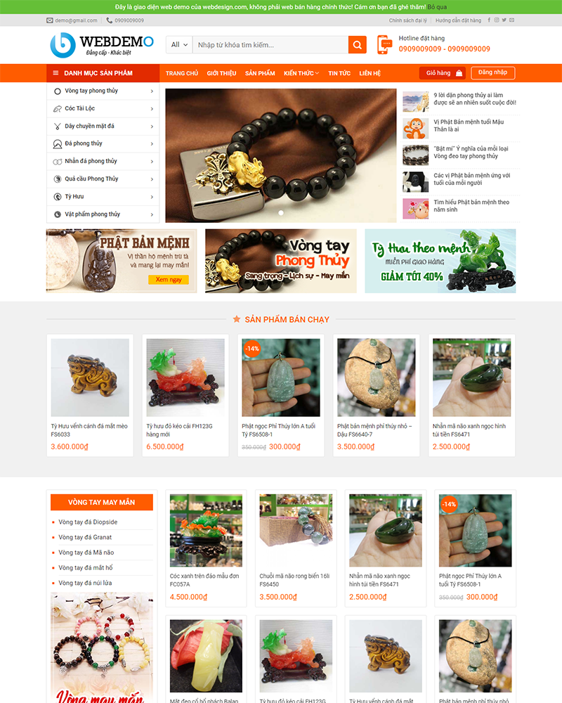 Mẫu Website Bán Đồ Phong Thủy - Shop Online - Cài Đặt Sẵn