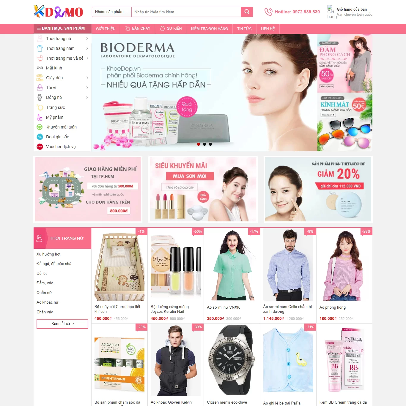 Mẫu Website Quần Áo - Thời Trang - Mỹ Phẩm - Shop Online - Cài Đặt Sẵn