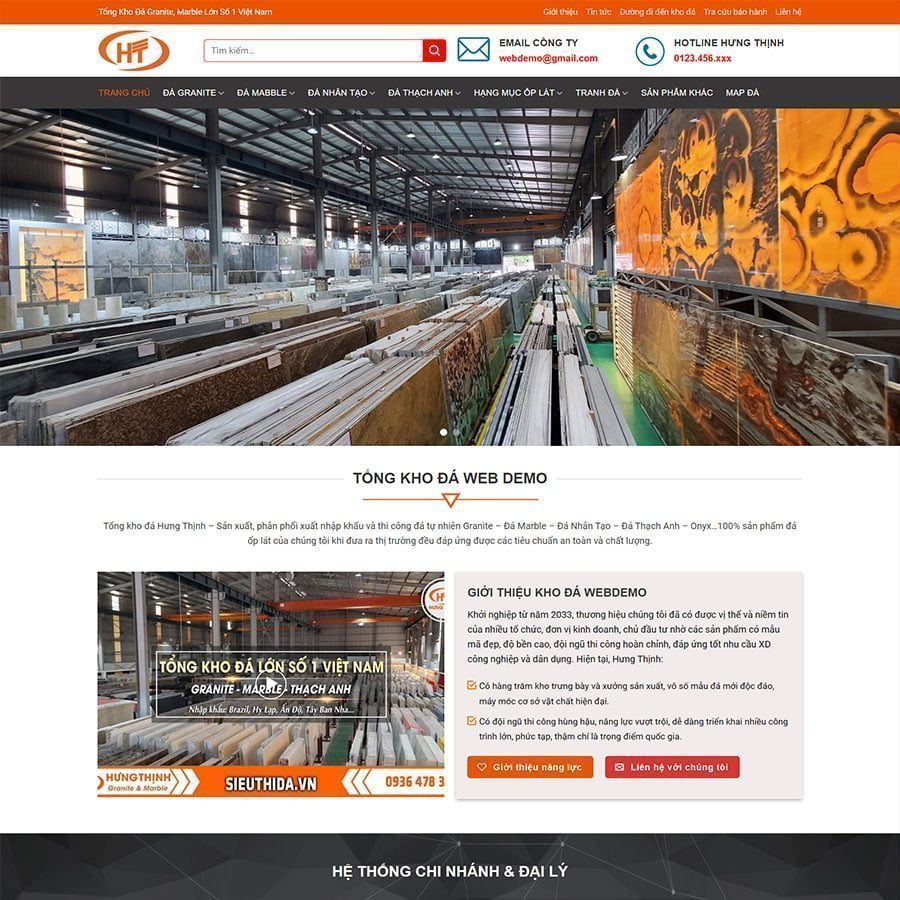 Mẫu Website Tổng Kho Đá Siêu Thị Đá - Shop Online - Cài Đặt Sẵn