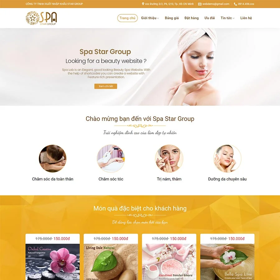 Mẫu Website Spa Làm Đẹp 11 - Thẩm Mỹ Viện - Salon - Shop Online - Cài Đặt Sẵn