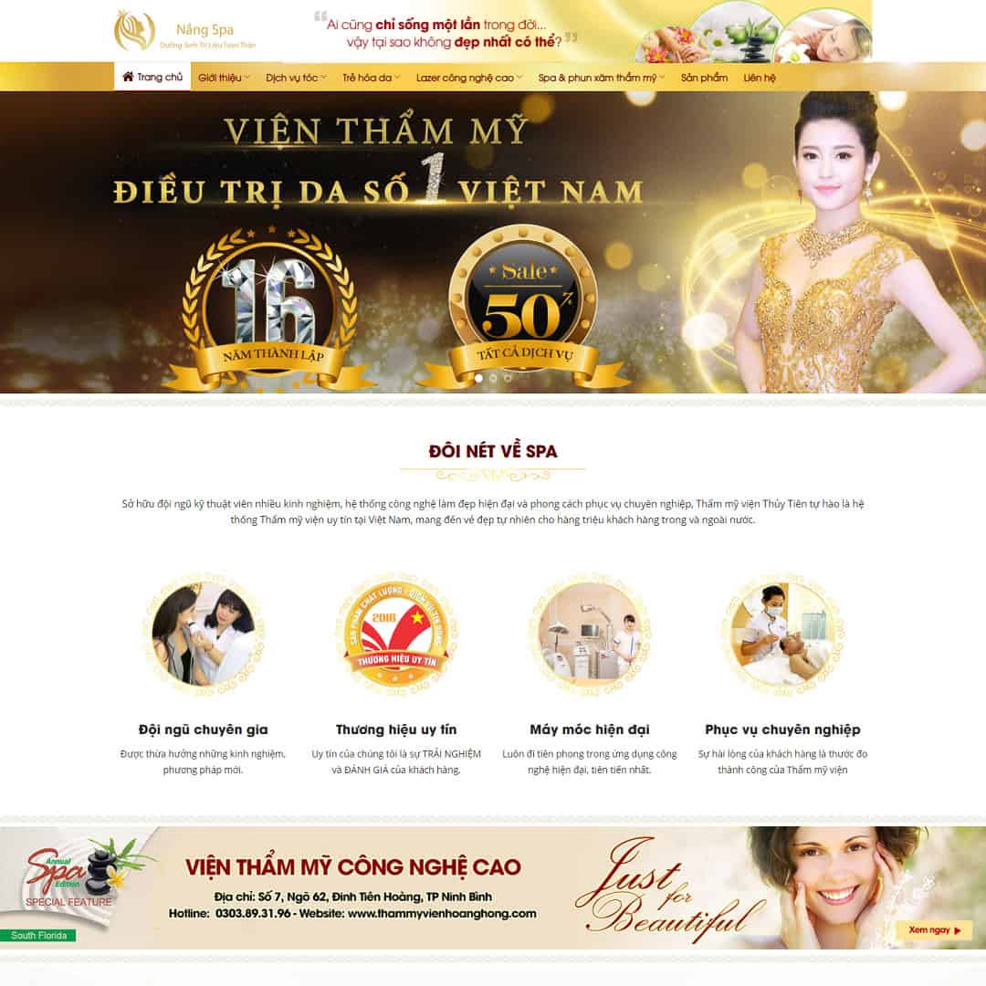 Mẫu Website Spa Làm Đẹp 02 - Shop Online - Cài Đặt Sẵn