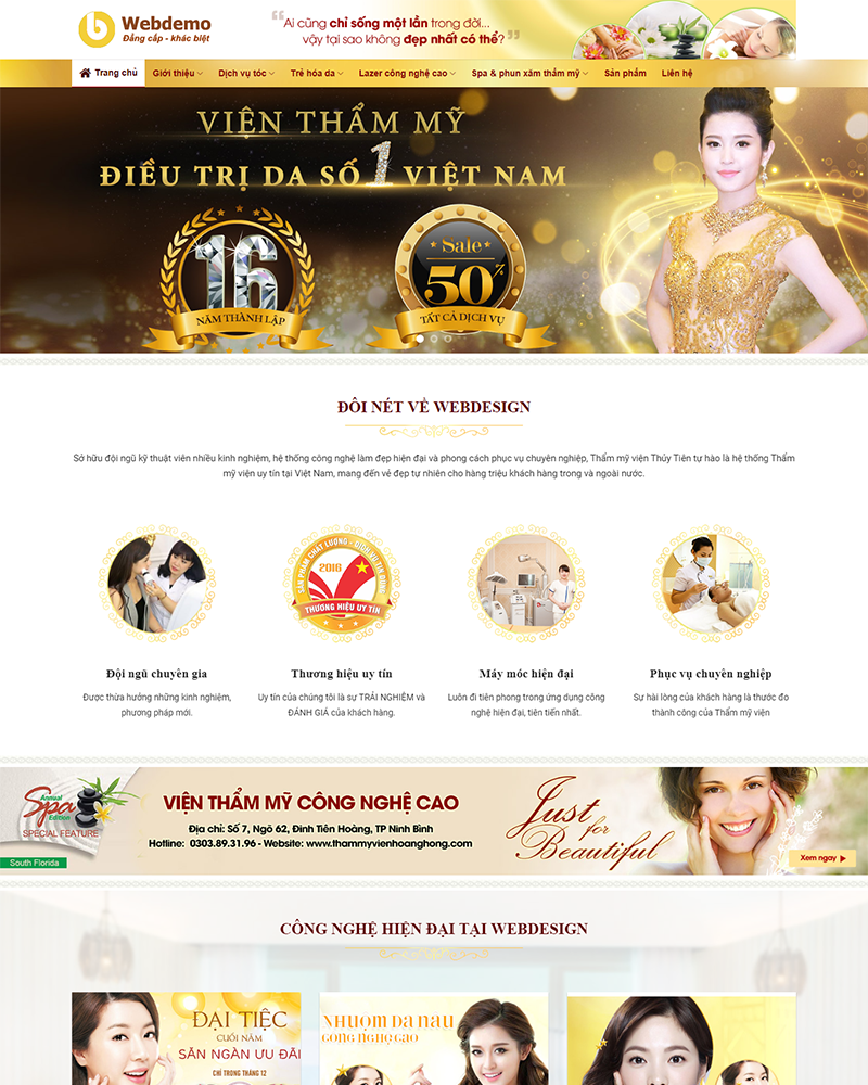 Mẫu Website Dịch Vụ Spa Làm Đẹp 2 - Cài Đặt Sẵn