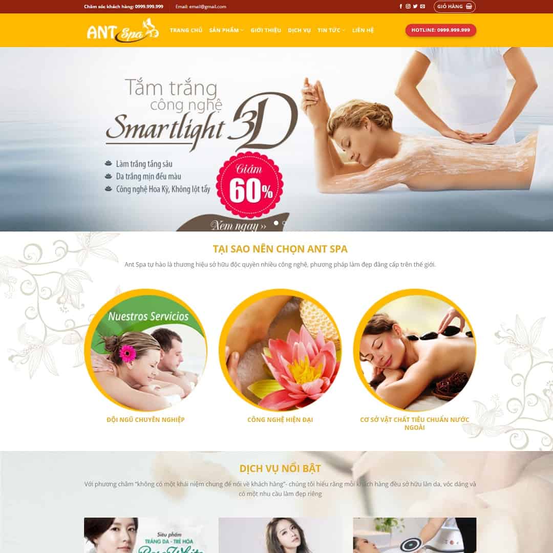 Mẫu Website Spa Làm Đẹp 05 - Shop Online - Cài Đặt Sẵn