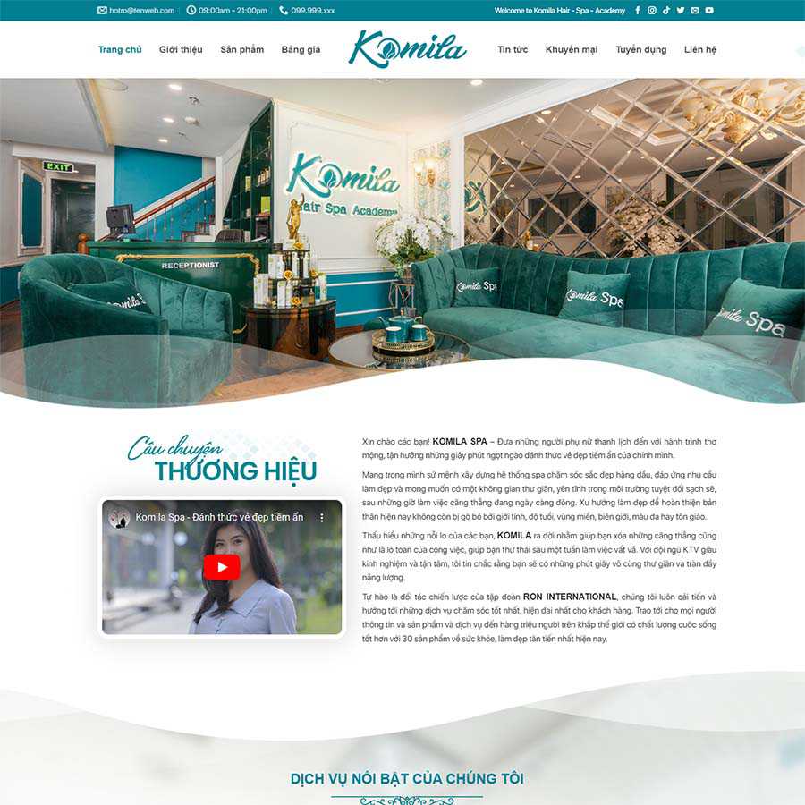 Mẫu Website Spa Làm Đẹp 07 - Shop Online - Cài Đặt Sẵn