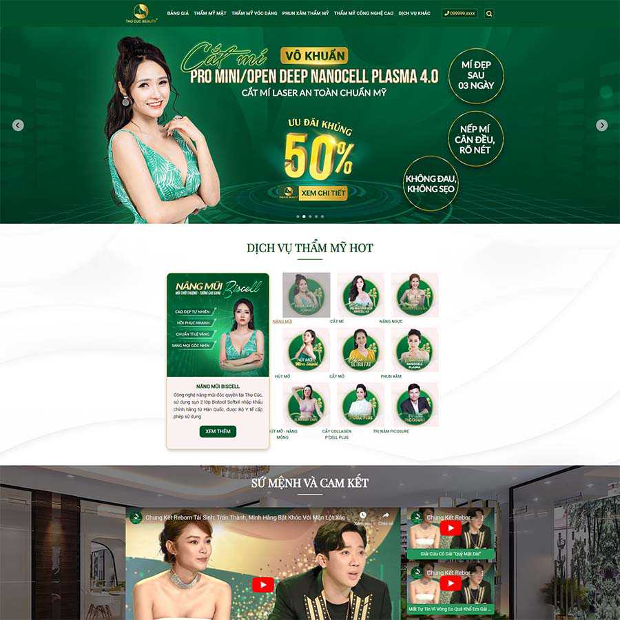 Mẫu Website Thẩm Mỹ Viện Làm Đẹp - Cài Đặt Sẵn