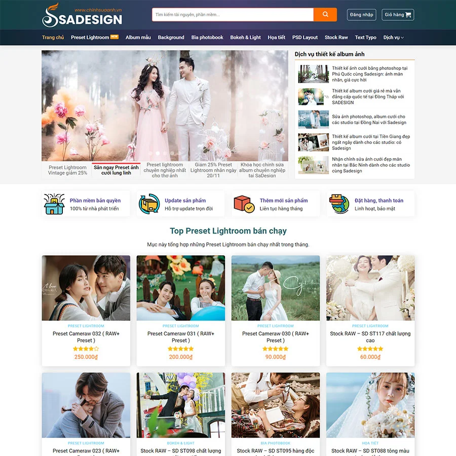 Mẫu Website Bán Tài Nguyên Đồ Họa - Template - Ảnh Stock - Shop Online - Cài Đặt Sẵn