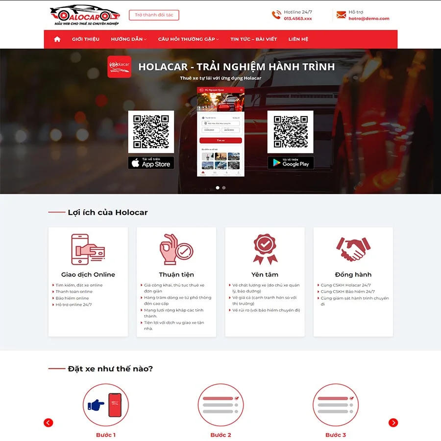 Mẫu Website Dịch Vụ Thuê Xe Taxi 03 - Đặt Xe - Xe Đưa Đón - Cài Đặt Sẵn