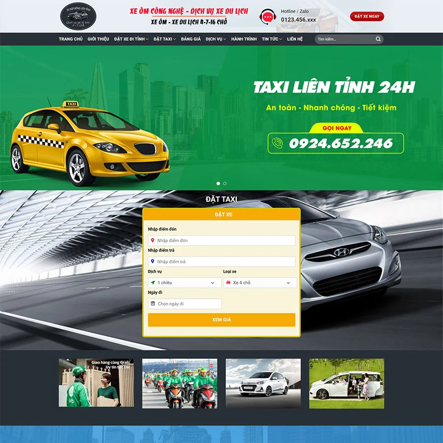 Mẫu Website Dịch Vụ Thuê Xe Taxi 04 - Đặt Xe - Vận Chuyển Hành Khách - Cài Đặt Sẵn