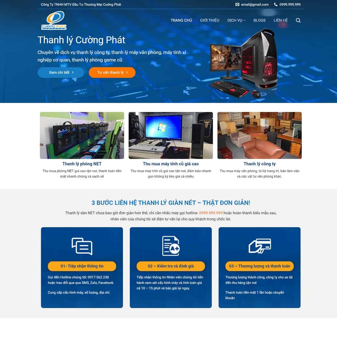 Mẫu Website Thu Mua Máy Tính - Linh Kiện Điện Tử - Cài Đặt Sẵn