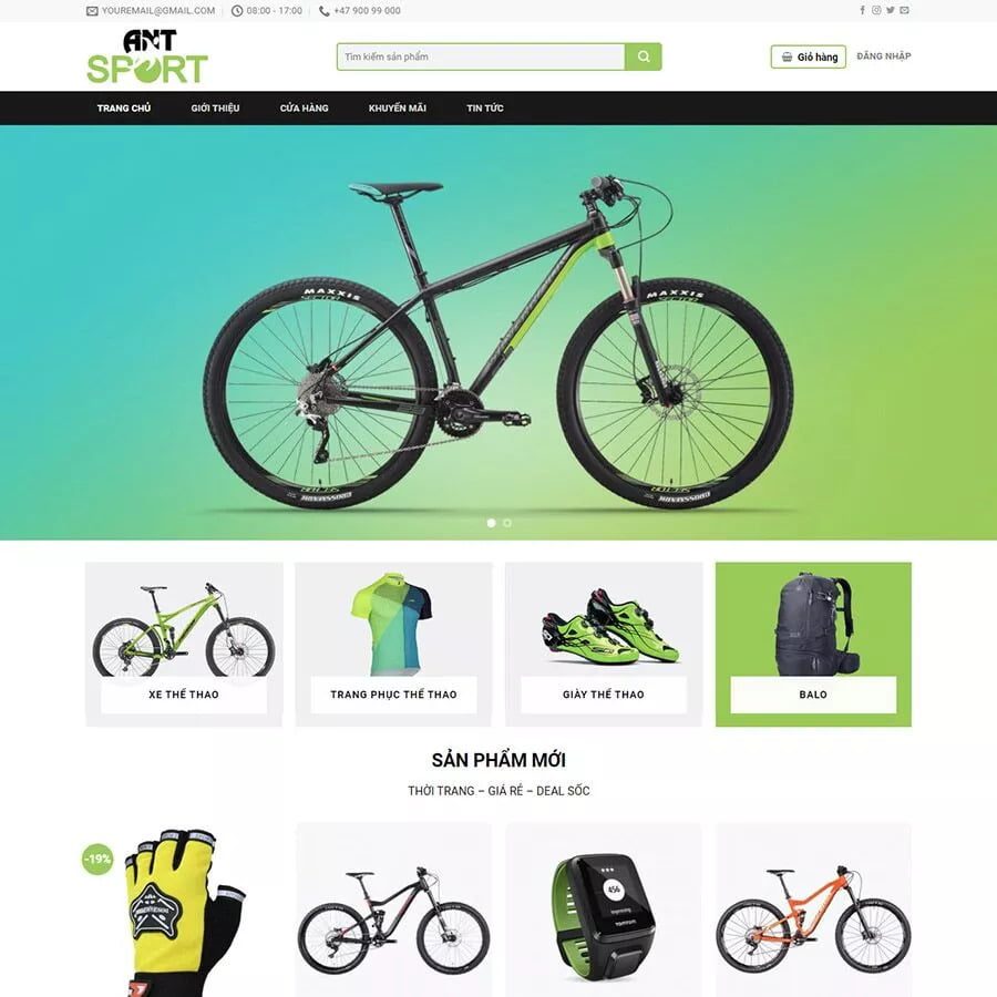 Mẫu Website Bán Xe Đạp Đồ Thể Thao - Shop Online - Cài Đặt Sẵn