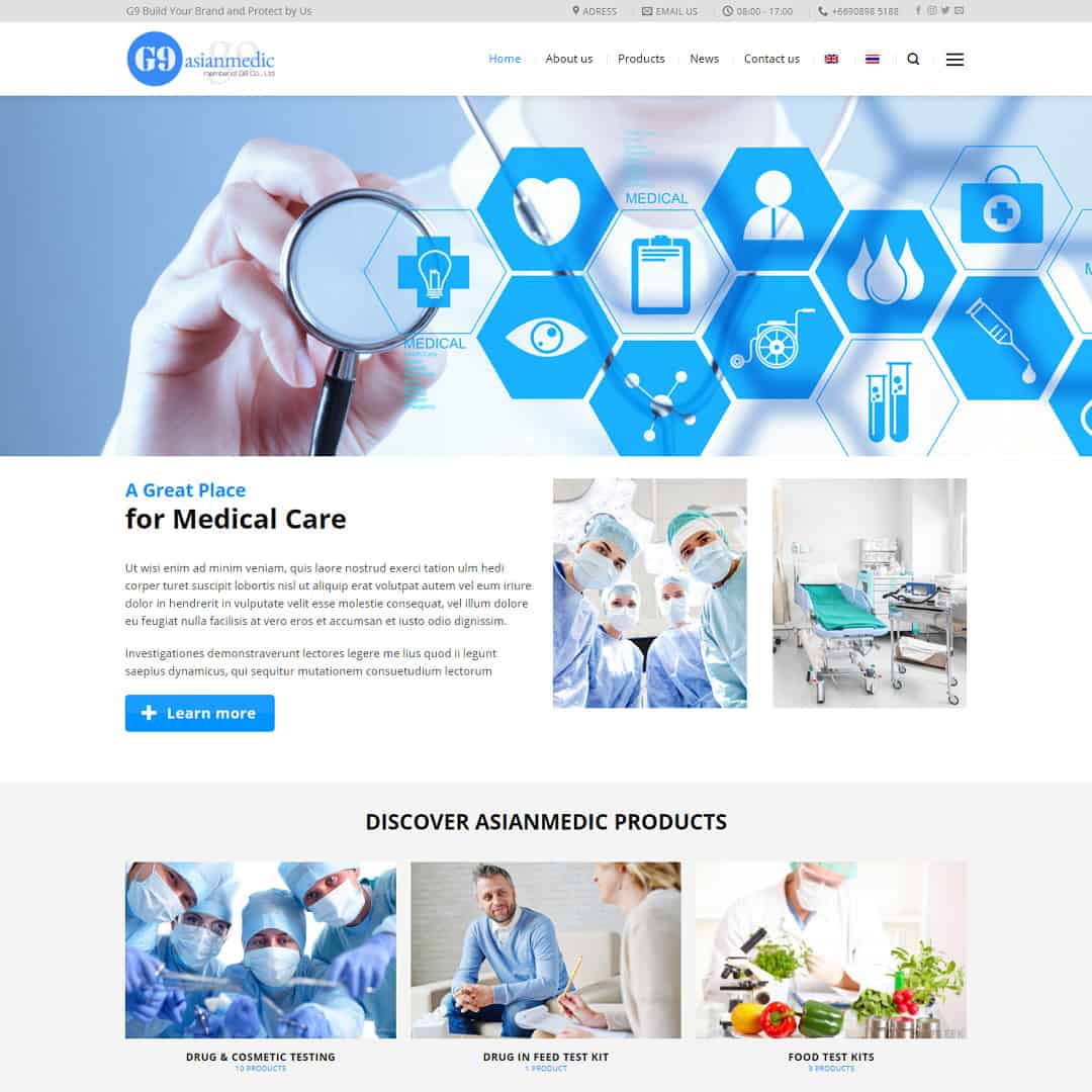 Mẫu Website Giới Thiệu Sản Phẩm Thiết Bị Y Tế - Cài Đặt Sẵn