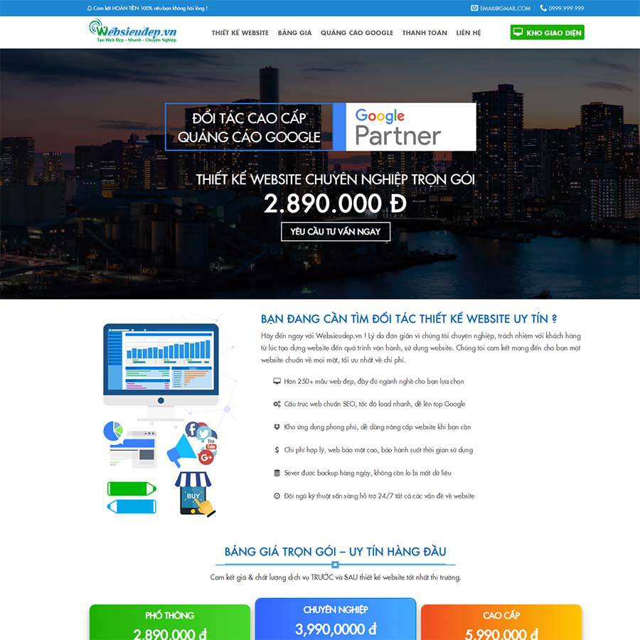Mẫu Website Công Ty Thiết Kế Website 02 - Cài Đặt Sẵn