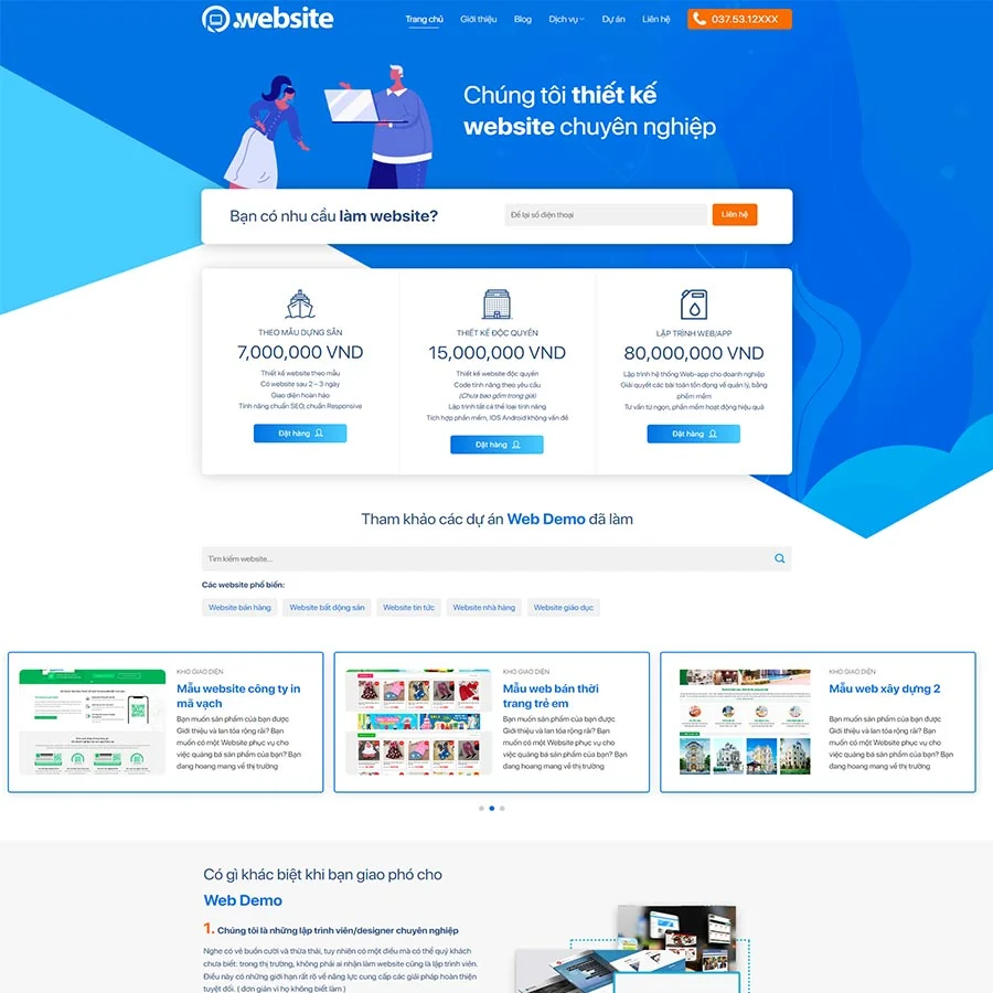 Mẫu Website Công Ty Thiết Kế Website 04 - Digital Agency - Giới Thiệu Dịch Vụ - Cài Đặt Sẵn