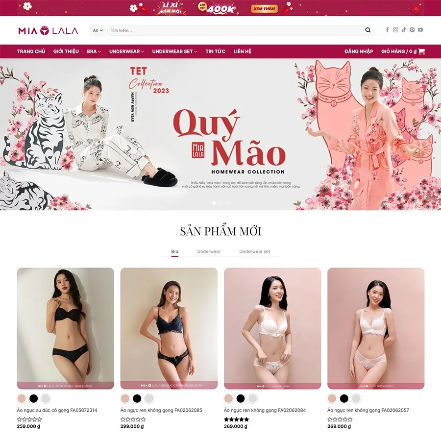 Mẫu Website Thời Trang Nội Y 02 - Shop Online - Cài Đặt Sẵn