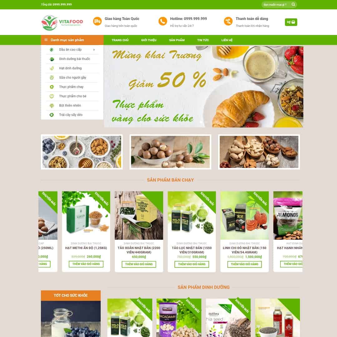 Mẫu Website Thực Phẩm Chức Năng 10 - Shop Online - Cài Đặt Sẵn