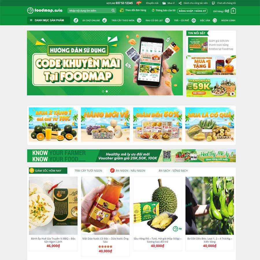 Mẫu Website Thực Phẩm 18 - Shop Online - Cài Đặt Sẵn